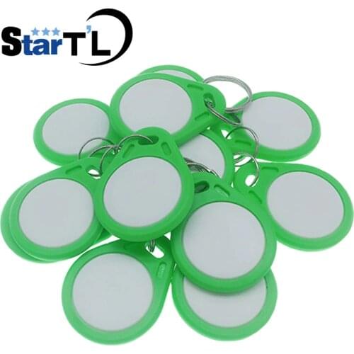 10 pcs 13.56mhz Duplicator Copy IC Keyfob Tag Tags Card Sticker Key Fob Token Ring Proximity Chip Green Color