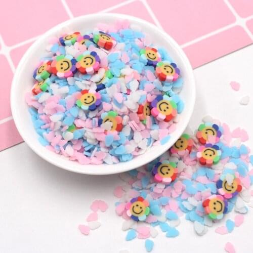 100g/Lot Colorful Smiling Flower Cloud Clay Slices Soft Pottery Mixed Sprinkles for DIY Crafts Filling Decoration Accessories