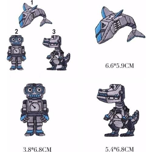 2019 NEW Punk Embroidered Robot Patches Robot dog Rubber Embroidery Clothing Accessory Machine shark Patches Badges