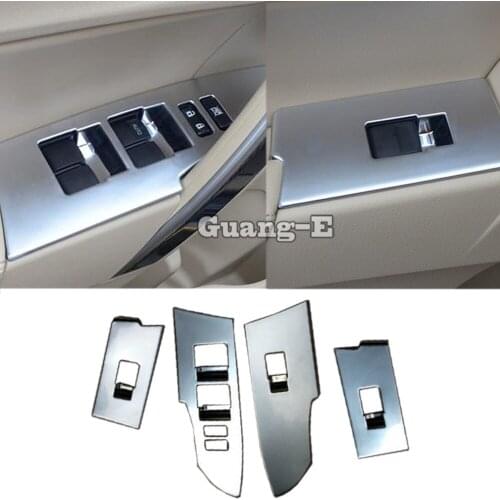 For Toyota Corolla Altis 2017 2018 2019 car ABS chrome inner door Window glass panel Armrest Lift Switch Button trim frame 4pcs
