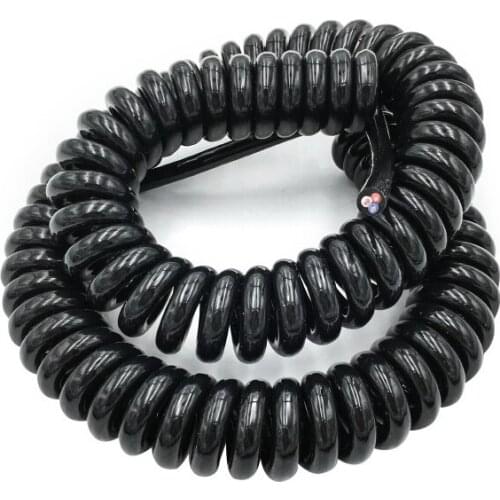 5-core spring wire spiral cable 0.5 square 2.5 m 5 m 7.5 m black power cord expandable wire