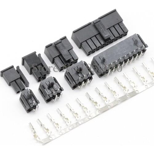 50Set 5557 Connector 3.0mm 2/4/6/8/10/12/14/16/18/20/22/24P Right Angle Black PCB Wire Soldered ( Pin Header+Housing+Terminals )