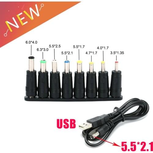 8+1pcs 5.5x2.1mm for Notebook Laptop AC DC Power Charger Supply Adapter Tips Connector Jack to Plug Charging for Tablets PC
