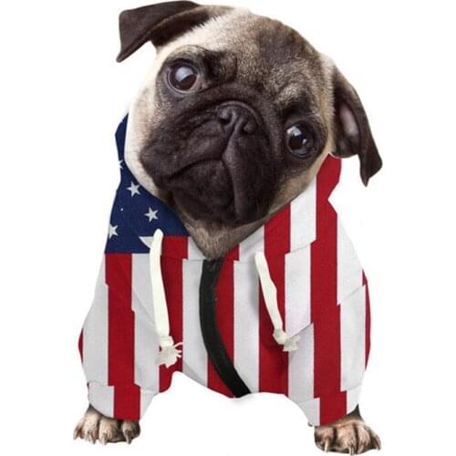 American Flag Dog Hoodies Pet Clothes for Small Dogs Puppy Coat Jackets Sweatshirt for Chihuahua Doggie Cat Costume Pet Outfits