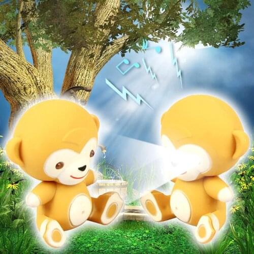 FREE SHIPPING BY DHL 200pcs/lot 2015 Plastic LED Baby Monkey Shaped Keychains with Sound Novelty Children Toy Keyrings