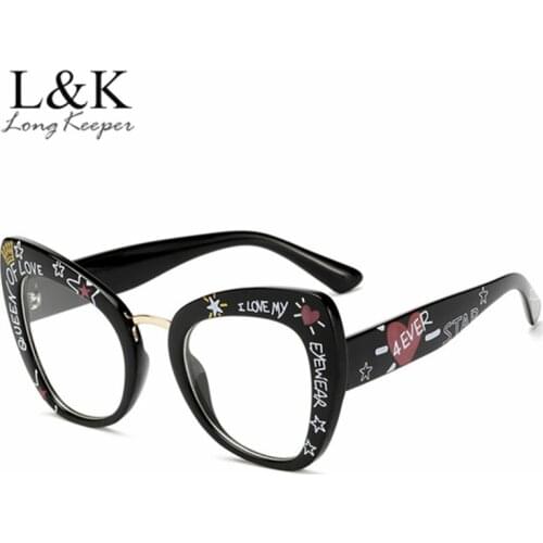 Big Retro Cat Eye Glasses Frame Optical Reading Glasses Vintage Glasses Men Letter Eyeglasses Frames Oculos De Grau Feminino