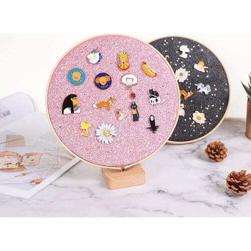 Jewelry Holder Earrings Holder Round Fabric Storage Display Stand for Earrings Jewelry Badges JS22