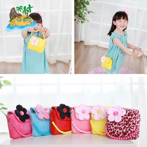Childrens bag new plush one-shoulder bag fashion trend oblique cross-pack kindergarten cute bead chain bag