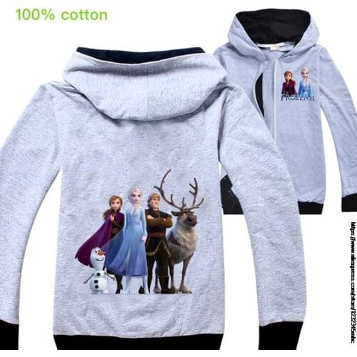 Disney Frozen Elsa Kids Girls Coat Autumn Long Sleeve Zipper Hoodie Baby Children Outer Coat Casual Sweatshirt Hoody Clothes
