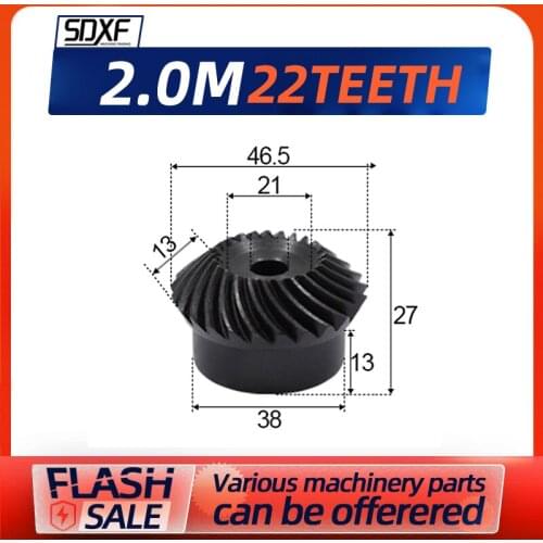 Two pieces of spiral bevel gear 2modulus, 22/25/30 teeth number, craft holes need to be machined by yourself