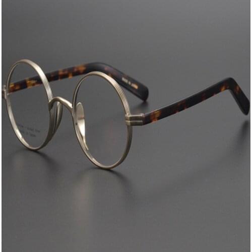 Round Eyewear Japanese Handmade Eyeglasses Men Retro Pure Titanium Frames Prescription Myopia Optical Computer Glasses Women