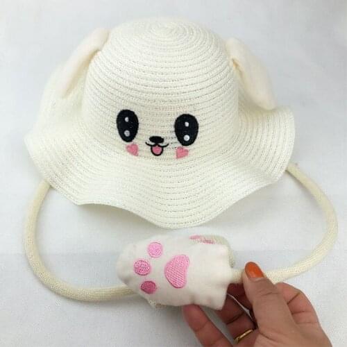 Summer Sun Hats Cute Cartoon Dance Ears Rabbit Airbag Cap Kids Fisherman Straw Hat for Children Boys Girls ZJ55
