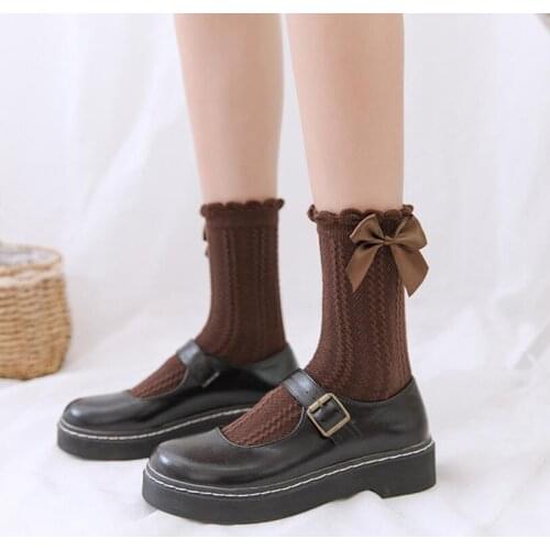Sweet Bowknot Women Socks Lolita Twist Cotton Socks Girls Woman Cute Long Socks Ankle Streetwear Calcetines Media