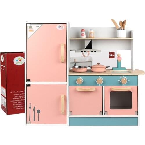 Mini toys Childrens simulation play house refrigerator kitchen toy wooden toy kids kitchen toy set miniature kitchen set