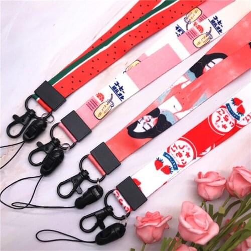 Fashion Popular Harajuku Kawaii milk Strawberry Cute girl Strap Lanyards for Keys Mobile Phone Strap Hang Rope Phone Charm Rope