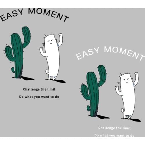 Fashion Fun print cactus Dont touch me letter patches Stickers heat transfers iron on for clothing clothes applique diy patches