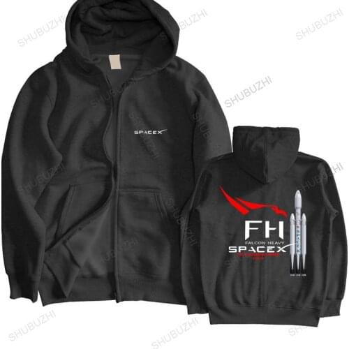 Men autumn sweatshirt black hoody Man black zipper hoody Falcon Heavy Rocket Spacex Elon Musk brand hoodie warm jacket