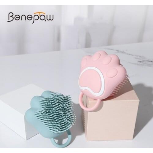 Benepaw Comfortable Dog Bath Grooming Brush Cat Paw Soft Silicone Bristle Pet Shampoo Brush Washing Deshedding Massaging Puppy