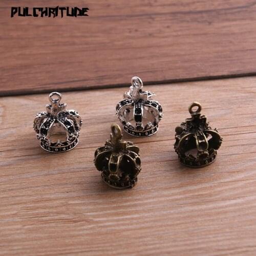 6pcs Vintage Two Color Crown Charms Pendants Set for DIY Necklace Jewelry Handmade Making Accessorie P6668