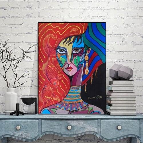 Wall Art Abstract HD Prints Aesthetic Home Decor Colorful Poster Figure Pictures Canvas Retro Style Paintings Frameless