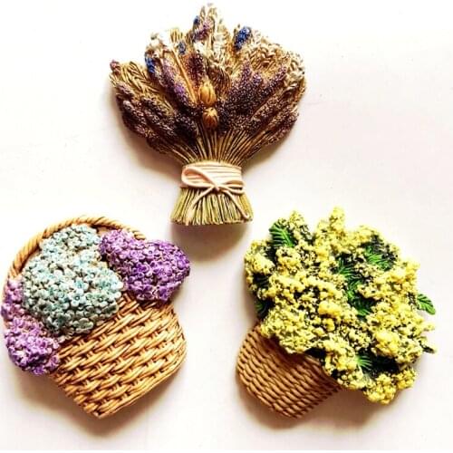 New Japanese Lavender Plant Flowers 3D Fridge Magnets Tourism Souvenirs Refrigerator Magnetic Stickers Home Decortion