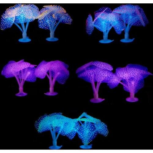New Fluorescent UnderWater Landscape Decor Simulation Coral Artificial Sucker Coral Plant Ornament Fish Tank Aquarium Accessorie