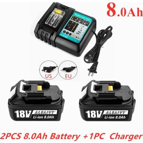 Genuine WIth Charger BL1860 Rechargeable Battery 18V 8000mAh Lithium Ion for Makita 18v Battery 8Ah BL1850 BL1880 BL1860B LXT400