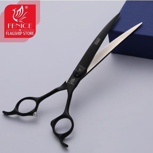 Fenice 7.0 inch Black Curved Professional Grooming Scissors Dog Hair Cutting Shear JP440C Pet Dog Supplies