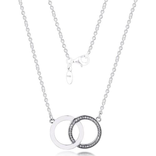 Clear CZ Circles Necklaces For Women 925 Sterling Silver Link Chain Necklaces & Pendants Fine Jewelry Collares Pendentif