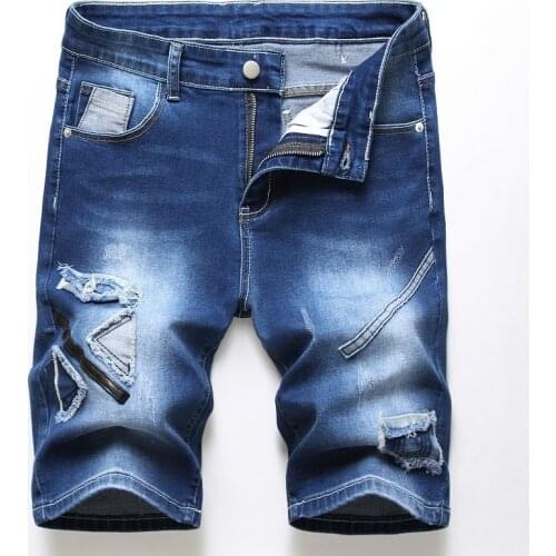 2021 Summer New Mens Stretch Short Jeans Fashion Casual Slim Fit High Quality Elastic Denim Shorts Male Brand Clothes