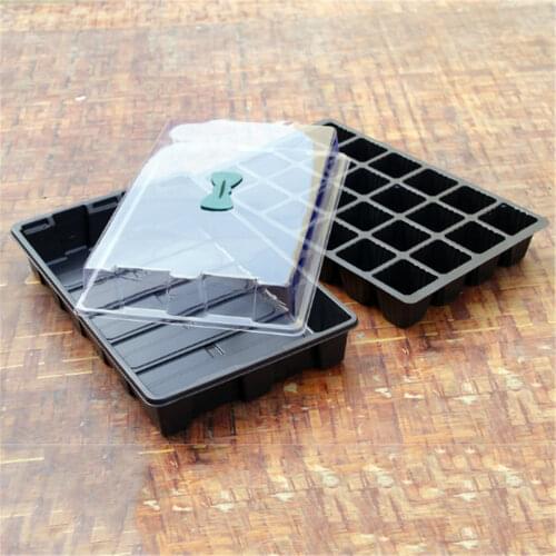 24 Cells Plant Seeds Germination Tray Nursery Pots Succulent Planter Flower Pot with Lids Hydroponic Grow Box Seedling Tray