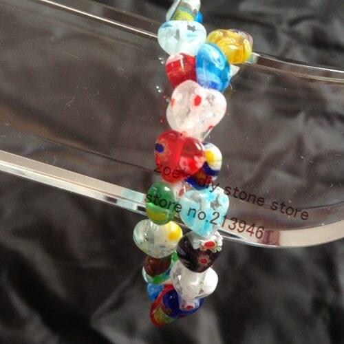 8mm 98pcs/Pack Heart Shape Glass Coloured Glaze Crystal Loose Bead Strands Jewelry Beads Findings