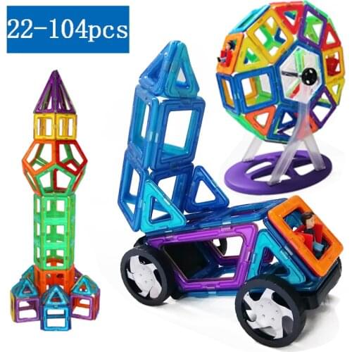 22-104Pcs Magnetic Building Blocks Model & Building Construction Toys Magnetic Designer Educational Toys for Children Gifts