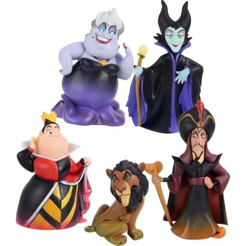 Disney Cartoon Red Queen Villains Maleficent Jafar Vinyl Action Figure Collected Model Toys For Children Christmas Gift