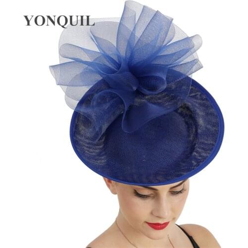 Royal Blue Kenducky Big Fascinator Hat For Friend Women Party Tea Chapeau Cap On Hair Clip Mesh Hair Accessories Wedding Fedora