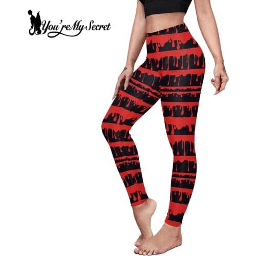 [You're My Secret]Women Leggings Fashion Halloween Workout Pants Ghost Print Carnival Slim High Waist Pants Plus Size Female