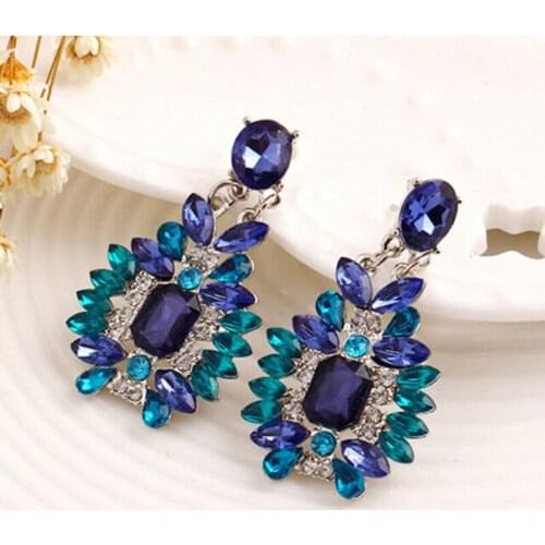 1PC l Summer Bohemian Colorful Crystal Dangle Earrings Jewelry Big Drop Earrings Fashion Accessories for Women Girl New Arriva