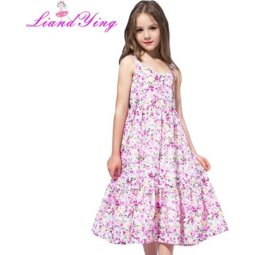 Flower Girl Dress Pink Floral Chiffon Maxi Dress 2021 Summer Princess Wedding Party Gowns Kids Clothes Size 2-12Y