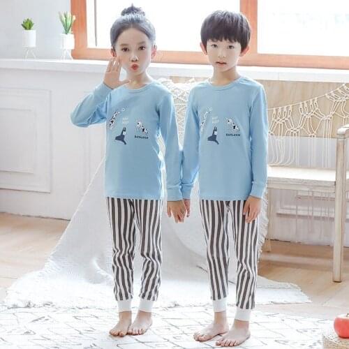 New Cotton Childrens Pajamas Sets Winter Warm Baby Girls Boys Clothes Cartoon Kids Sleepwear Long Sleeve Tops Pants 2Pcs Pijama