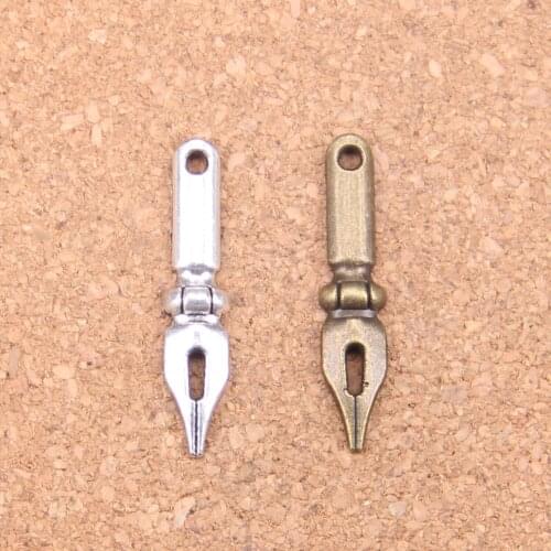 120pcs Charms vintage ink pen nib 32x7mm Antique Pendants,Vintage Tibetan Silver Jewelry,DIY for bracelet necklace