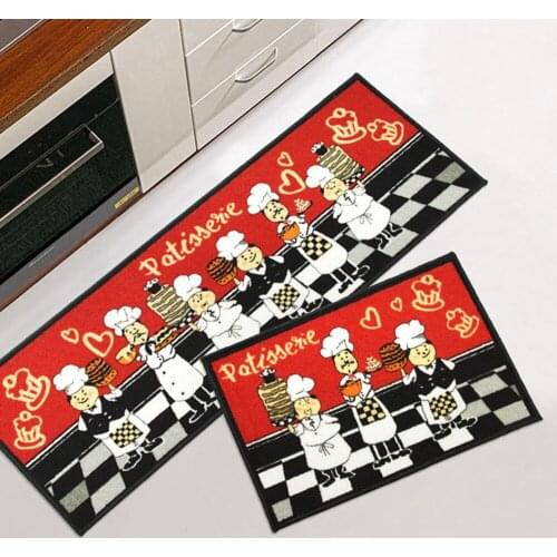 2 Piece Non-Slip Kitchen Mat Rubber Backing Doormat Runner Rug Fat Chefs Machine Washable Kitchen Rug Sets Easy to Clean