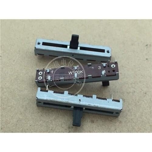 5pcs 45mm SL-30V W100K Mixer Straight Slip Potentiometer / Single Fader with Midpoint / Shank Length 10MM