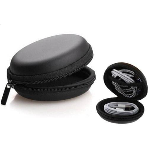 50pcs/lot USB Cable Organizer Earphone Case Hand Spinner Portable Headset box hard Round Shape Earphone Box Bag Zippered
