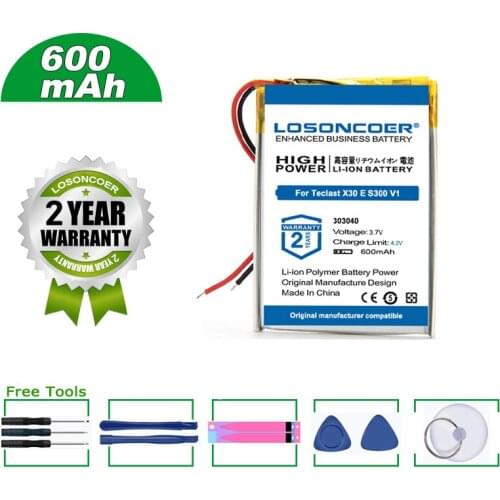 LOSONCOER Battery 600mAh 303040 For Teclast X30 E S300 V1 Polymer Battery