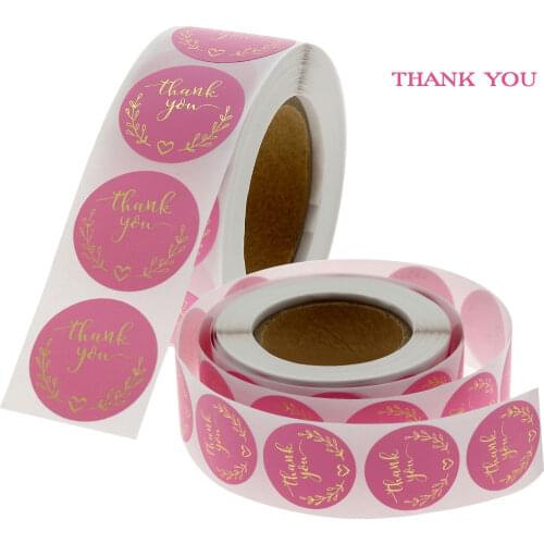 Behogar Round Pink Stickers Labels Decals For Handmade Wedding Gift Cards Envelope Sealing Label Stickers Labels Stationery