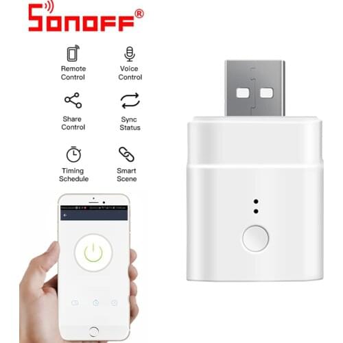 SONOFF Micro 5V Wireless USB Smart Adaptor Wifi Mini USB Power Adaptor Remote Control Switch Works Work Alexa Google Home