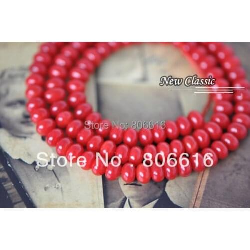 7*5MM 80Pcs A Grade Rondelle Type Red Natural Stone Loose Coral Strand Bead Jewelry Beads Findings
