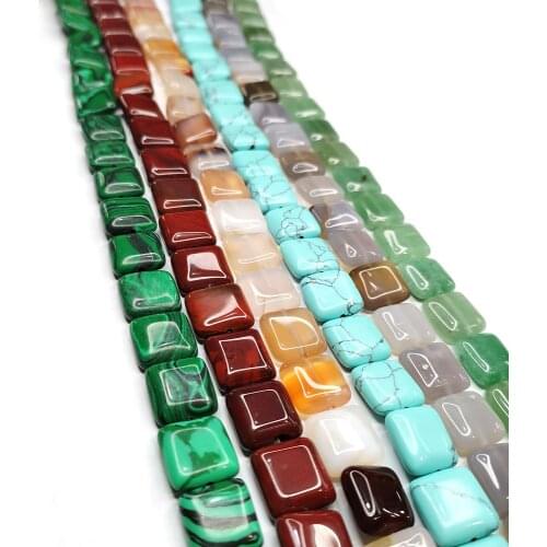 Natural Stone Beads Square Straight Hole Malachite Tiger Eye Loosely Spaced Bracelets for Women DIY beads for Jewelry Making