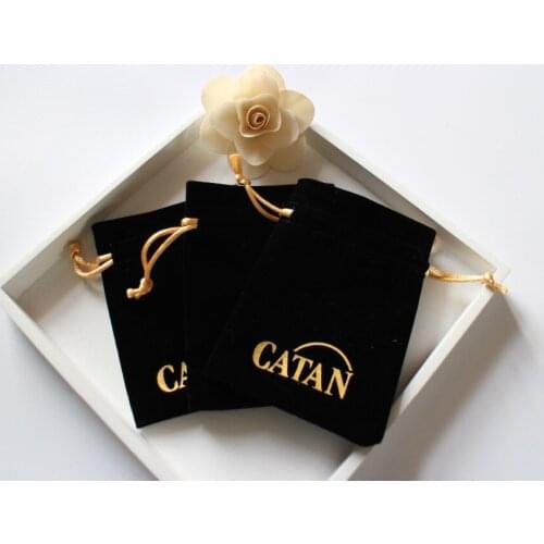 Black Velvet bag customized gold Logo velvet Gift Bags velvet jewellry drawing Pouch
