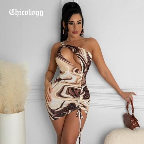 Chicology Women Summer 2021 Summer Stripe Print Sleeveless Bodycon Mini Hollow Out Drawstring Bandage Tie Party Dresses